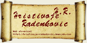 Hristivoje Radenković vizit kartica